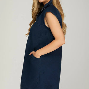 Navy sporty zip dress