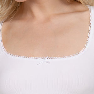 WIDE ROUND NECK w/BOW SEAMLESS TOP, 3 COLORS