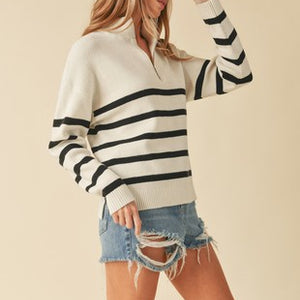 Black/white striped sweater