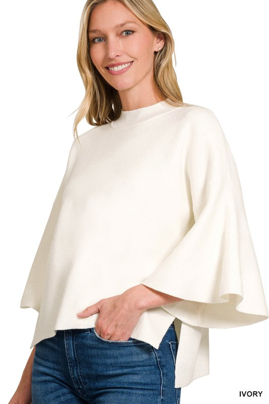 BELL SLEEVE SWEATER, 2 COLORS