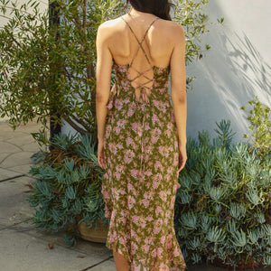 Olive floral dress
