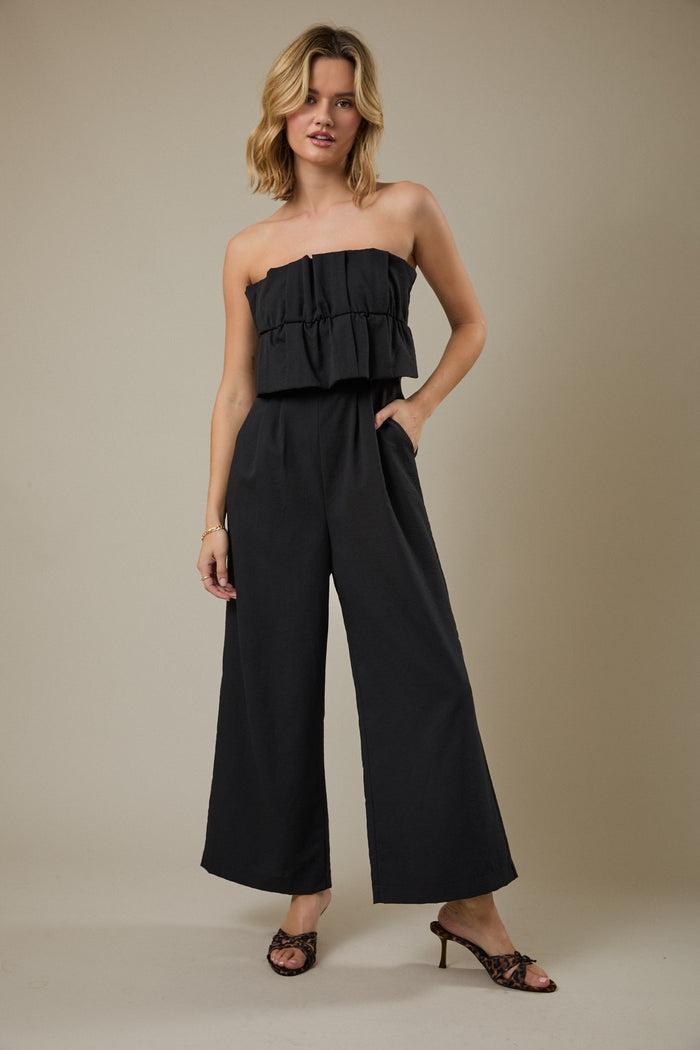 Black Ruffle Bodice Jumpsuit Ruffle Bodice Jumpsuit