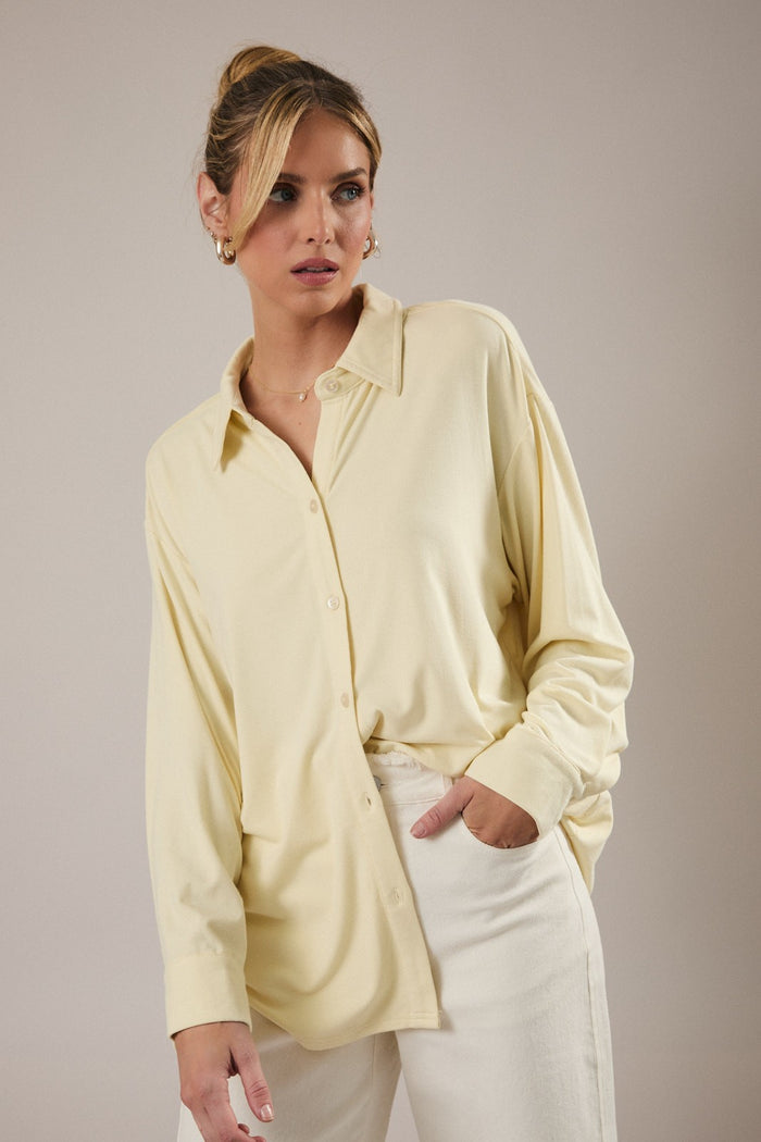 Butter Long Sleeve Button Down Jersey Shirt