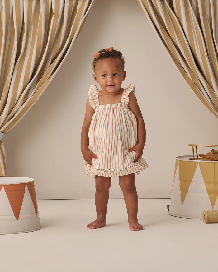 QM Vintage stripe ruffle tank dress
