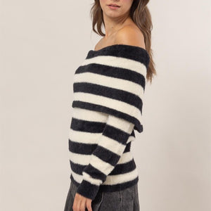 Striped Off-Shoulder Sweater