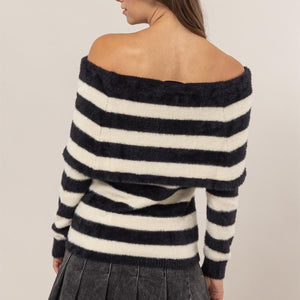 Striped Off-Shoulder Sweater