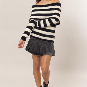 Striped Off-Shoulder Sweater