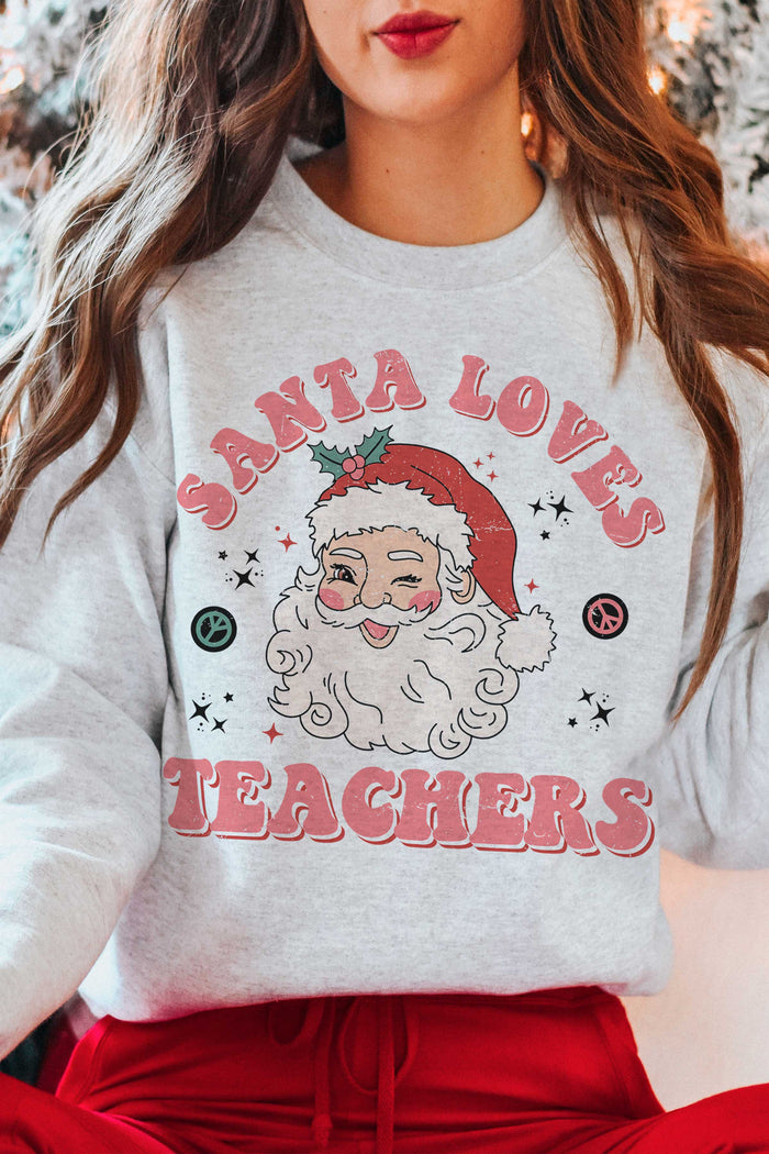 ASH SANTA LOVES TEACHERS Graphic Sweatshirt