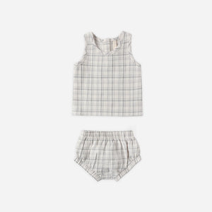 QM Blue Plaid Tank Set
