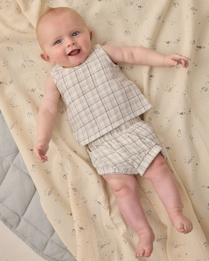 QM Blue Plaid Tank Set