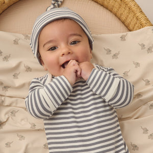 Qm knotted gown set ocean stripe