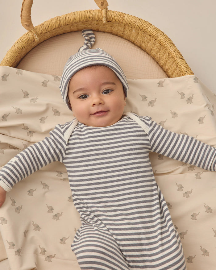 Qm knotted gown set ocean stripe
