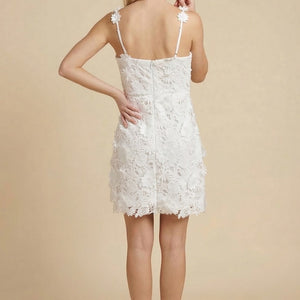 White Floral Lace Mini Dress