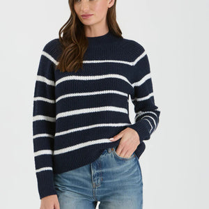 NAVY STRIPE KNIT PULLOVER SWEATER