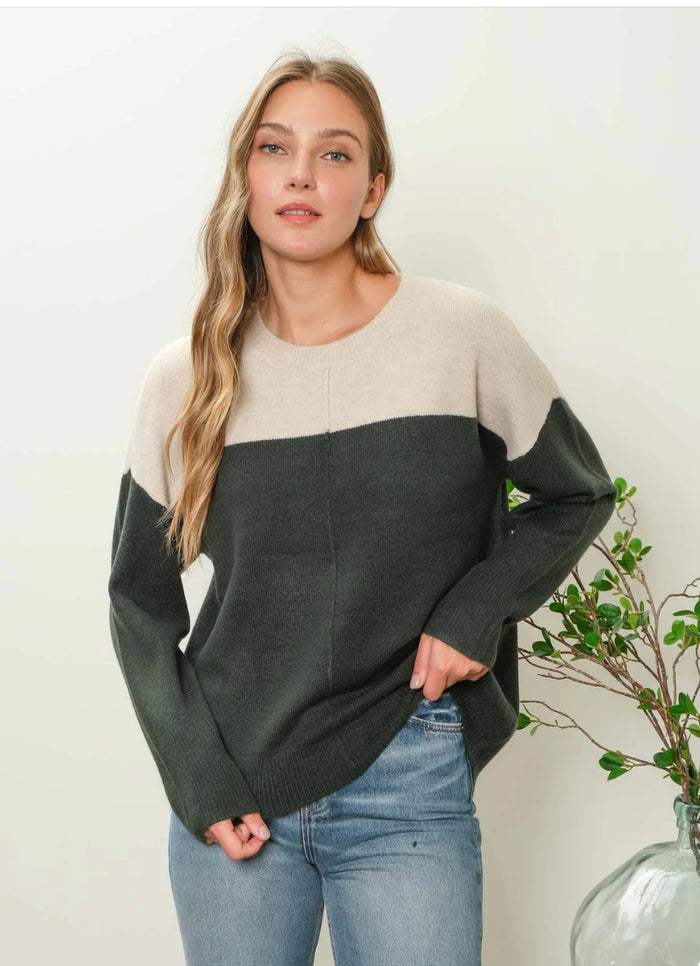 HUNTER CONTRAST KNIT PULLOVER SWEATER