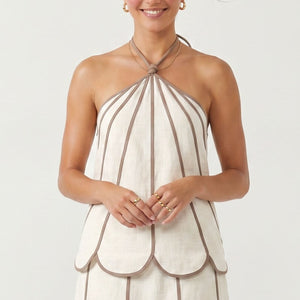 Shell Panel Linen Top & skirt set