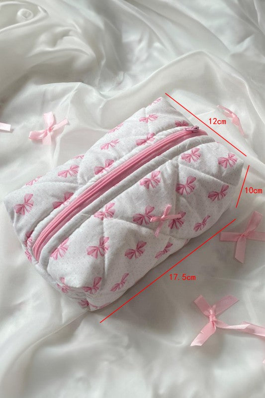 Bows cosmetic bag, pink or blue