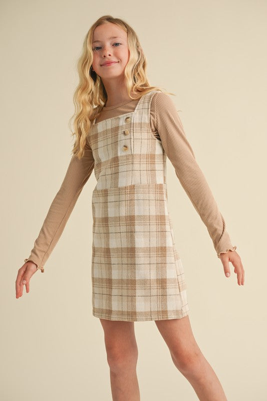 TWEEN KIDS GIRLS PLAID SHEATH DRESS