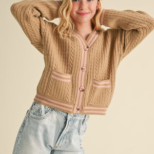 TWEEN KIDS GIRLS DROP SHOULDER CARDIGAN