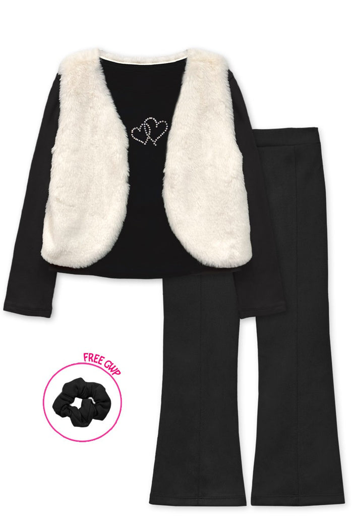 Tod 3 pc Fur Vest Pant Set