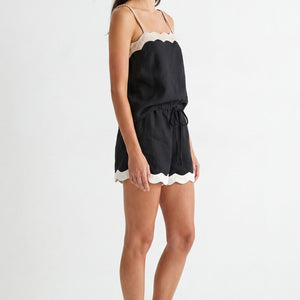 Scallop Trim Linen Tank & Short Set