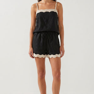 Scallop Trim Linen Tank & Short Set