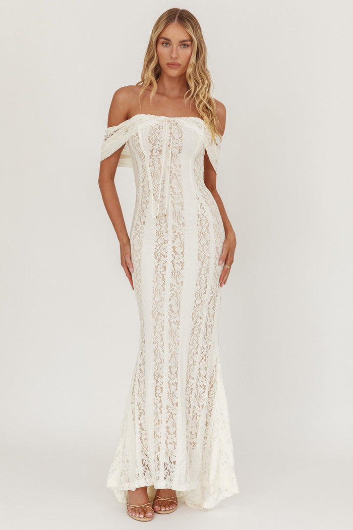 Off Shoulder Lace Maxi Dress