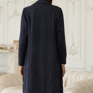 Navy Faux Suede Duster