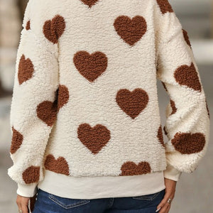 Heart Shape Crewneck Plush Sweatshirt