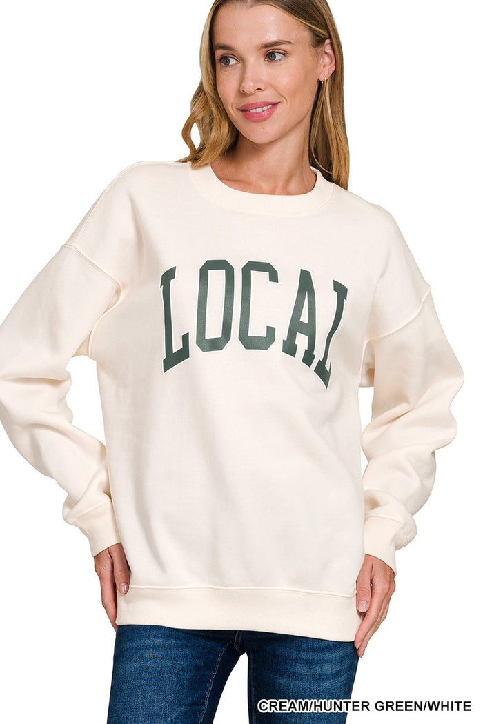 LOCAL PRINTED FLEECE ROUND NECK SWEATSHIRTS