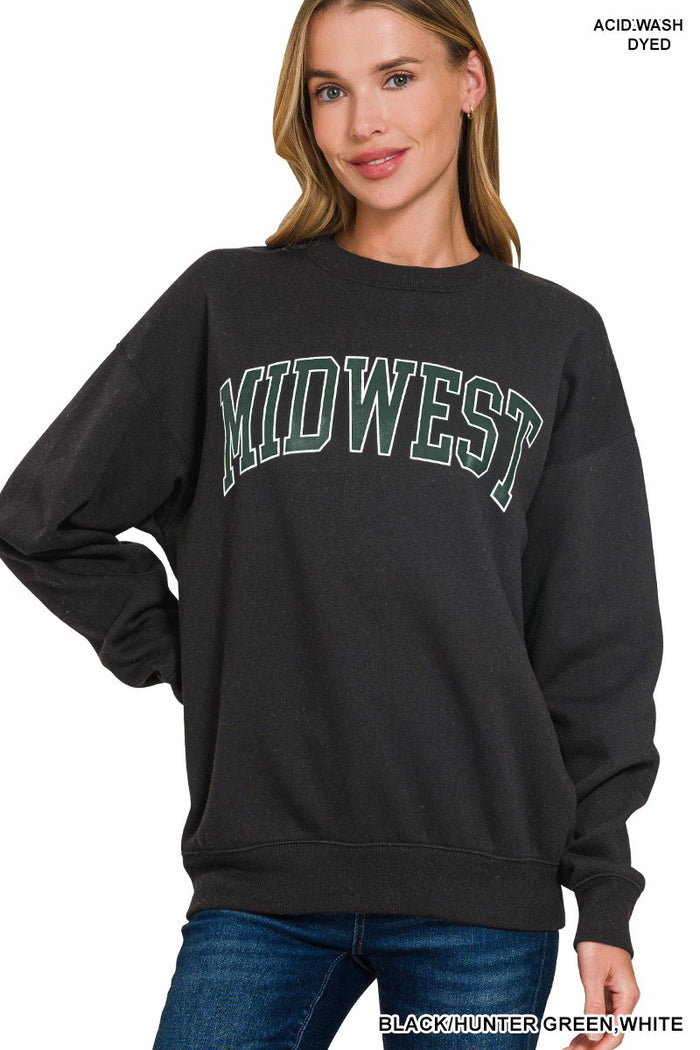 MIDWEST PRINTED FLEECE ROUND NECK SWEATSHIRT