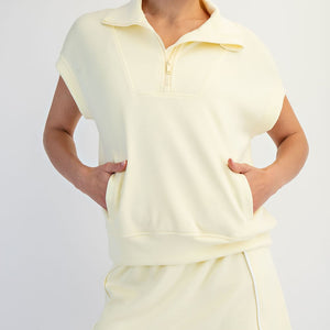 Lemon Modal Scuba Quarter Zip Short Set
