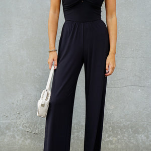 Black strapless jumpsuit
