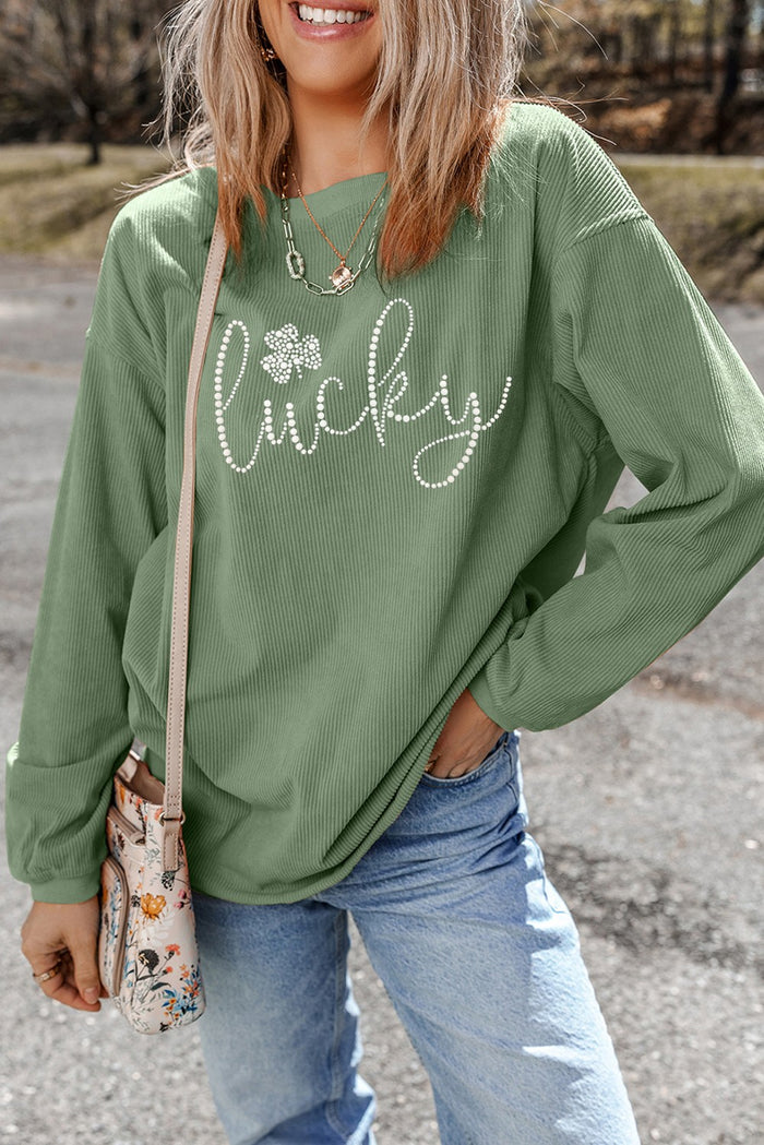 Lucky green cord sweatshirt