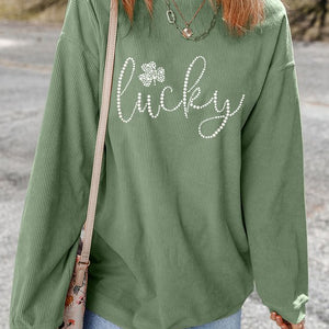 Lucky green cord sweatshirt