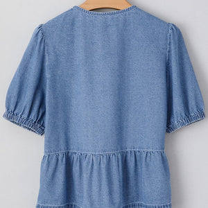 Denim top bow detail