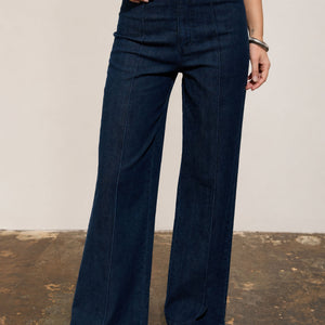 Round Neck Button Down Denim Vest & Jean Set
