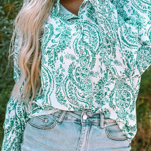 Green white blouse