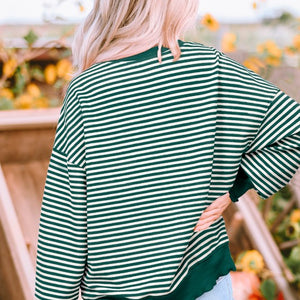 Green striped top