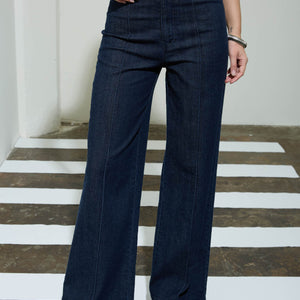 Round Neck Button Down Denim Vest & Jean Set
