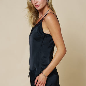 Satin Lace A-line Mini Skirt & Tank Set