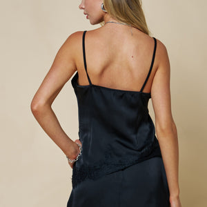 Satin Lace A-line Mini Skirt & Tank Set