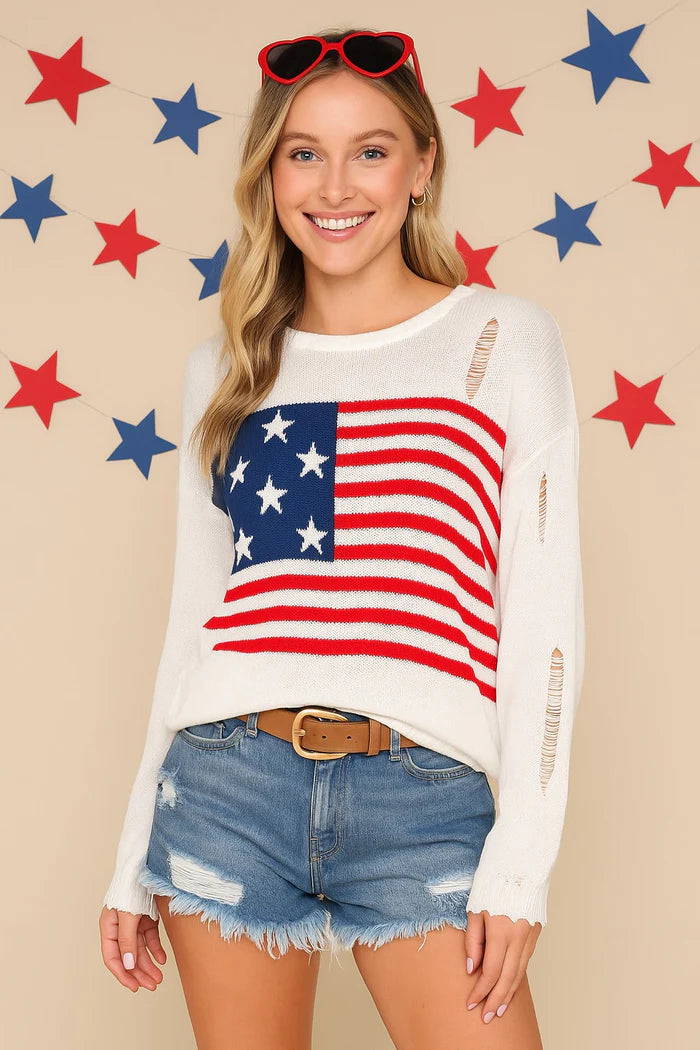 USA DISTRESSED KNIT