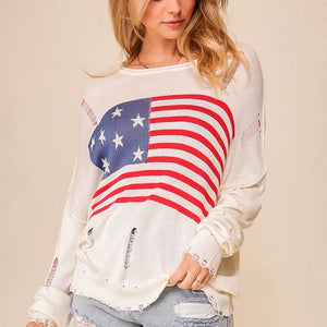 USA DISTRESSED KNIT