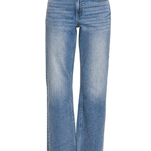 HIGH WAIST STRAIGHT LEG MEDIUM WASH DENIM