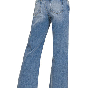 HIGH WAIST STRAIGHT LEG MEDIUM WASH DENIM