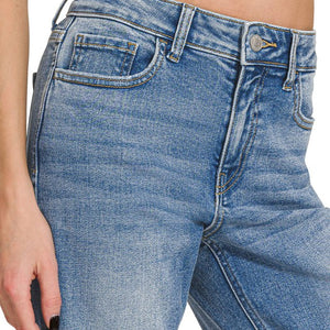 HIGH WAIST STRAIGHT LEG MEDIUM WASH DENIM