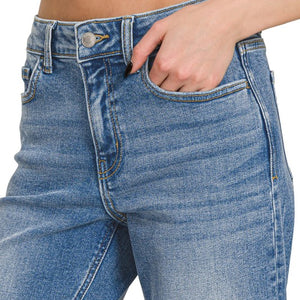 HIGH WAIST STRAIGHT LEG MEDIUM WASH DENIM