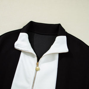 Black Zip Front Collared Short Sleeve Romper