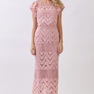 Blush Ruffle Slv Lace Midi Dress Ruffle Slv Lace Midi Dress